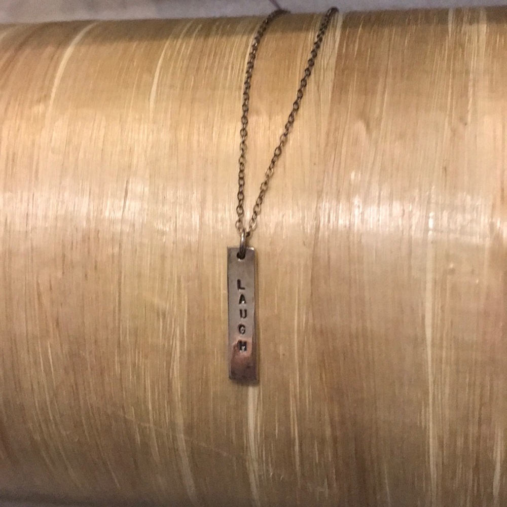 Recycled Sterling Silver Laugh/inspire  necklace.